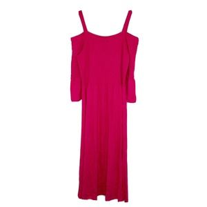 Design History Women’s Hot Pink Cold Shoulder 3/5 Bell Sleeve MIDI Dress Size L